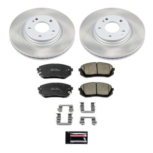 Hyundai Sonata Brake Kit - Front - PowerStop - Semi-Coated Rotors + Z17 Evolution Plus Low-Dust Ceramic Pads - 2015