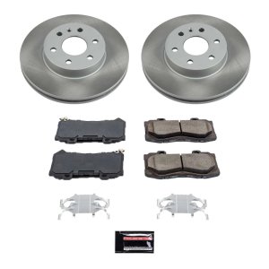 GMC Canyon Brake Kit - Front - PowerStop - Semi-Coated Rotors + Z17 Evolution Plus Ceramic Pads - Silver - `15-`20