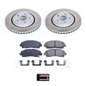 Acura TLX Brake Kit - Front - PowerStop - Semi-Coated Rotors + Z17 Evolution Plus Ceramic Pads - Silver - `15-`20