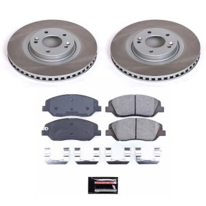 Hyundai Santa Fe XL Brake Kit - Front - PowerStop - Semi-Coated Rotors + Z17 Evolution Plus Ceramic Pads - 2019