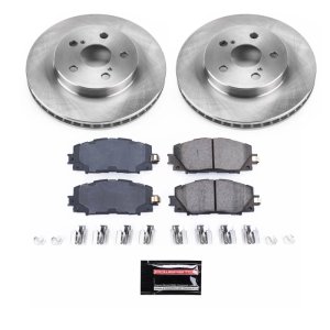 Toyota Prius Prime Brake Kit - Front - PowerStop - Semi-Coated Rotors + Z17 Evolution Plus Low-Dust Ceramic Pads - `17-`19