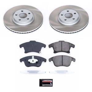Lincoln MKZ Brake Kit - Front - PowerStop - Semi-Coated Rotors + Z17 Evolution Plus Ceramic Pads - Silver - `17-`20