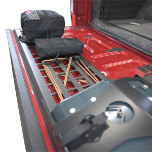 Ford F-250 Tailgate MOLLE Panel - Putco - Tailgate Panel, CNC-machined 10-gauge aluminum, mini-textured black powder coat; includes two MOLLE mounts - Black - `17-`22 Ford F-250 Tailgate MOLLE Panel - Putco - Tailgate Panel, CNC-machined 10-gauge aluminum, mini-textured black powder coat; includes two MOLLE mounts - Black - `17-`22