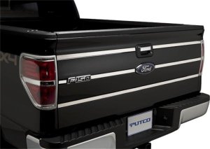 Ford F-150 Tailgate Accents - Upper and Lower - Putco - 3 Horizontal Lines; Stainless Steel - `09-`14