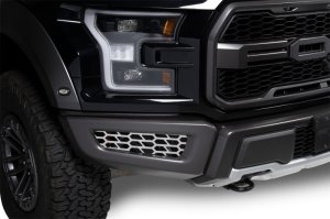 Ford F-150 Raptor Bumper Grille Inserts - Putco - HEX Shield Grille Insert - Polished Stainless Steel - `17-`20