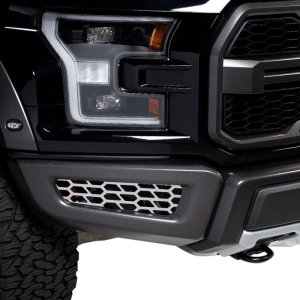 Ford F-150 Raptor Bumper Grille Inserts - Putco - HEX Shield Grille Insert - Polished Stainless Steel - `17-`20