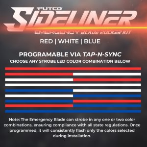 Ford Explorer Interceptor E-Blade Lights - Putco - Sideliner LED Rocker Kit - Red/Blue with White Override - `11-`26