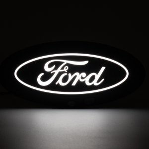 Ford Super Duty LED Emblem - Front - Putco - Luminix with Camera CutOut - White - `21-`23