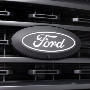 Ford F150 LED Emblem - Front - Putco - Luminix Oval LED with Camera Cutout - White - `24-`26