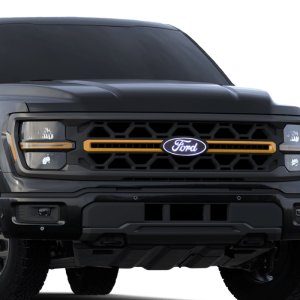 Ford F-150 Luminix LED Emblems - Front - Putco - LED Emblem with camera cutout and spray washer - White - `24-`26
