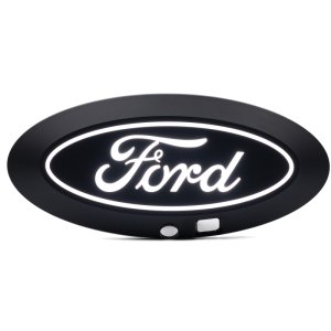 Ford F-150 Luminix LED Emblems - Front - Putco - LED Emblem with camera cutout and spray washer - White - `24-`26