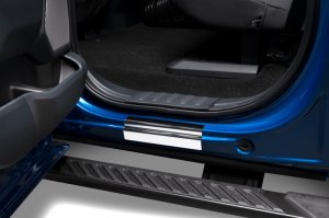 Ford F-350 Door Sills - Front - Putco - Polished T-304 Stainless, Laser-Etched Logo, Adhesive Install - Polished Stainless Steel - `99-`16 Ford F-350 Door Sills - Front - Putco - Polished T-304 Stainless, Laser-Etched Logo, Adhesive Install - Polished Stainless Steel - `99-`16