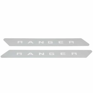 Ford Ranger Door Sill Protectors - Putco - Polished T-304 stainless steel, 2-piece set, laser-etched logo, 3M adhesive install - Polished Stainless Steel - `19-`20