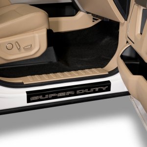 Ford Super Duty Door Sill Protectors - Putco - Black Platinum with SUPER DUTY Etching - Black Platinum - `17-`20