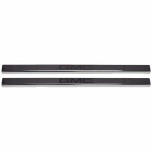 GMC Sierra 1500 Door Sill Plates - Putco - Stainless Steel with GMC Logo - Black Platinum - `19-`26 GMC Sierra 1500 Door Sill Plates - Putco - Stainless Steel with GMC Logo - Black Platinum - `19-`26