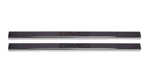 GMC Sierra 1500 Door Sill Plates - Putco - Stainless Steel with GMC Logo - Black Platinum - `19-`26 GMC Sierra 1500 Door Sill Plates - Putco - Stainless Steel with GMC Logo - Black Platinum - `19-`26