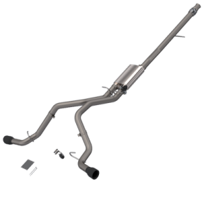 Chevrolet Silverado Performance Exhaust - Rear - QTP - Screamer Split Rear Exit Cat Back - Black - `14-`18