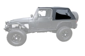 Jeep Wrangler Frameless Soft Top Kit - Rampage - Sailcloth - Black Diamond - `04-`06