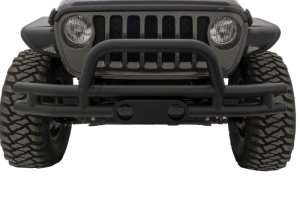 Jeep Wrangler Bumper - Front - Rampage - Double Tube with Hoop - Black - `07-`18 Jeep Wrangler Bumper - Front - Rampage - Double Tube with Hoop - Black - `07-`18