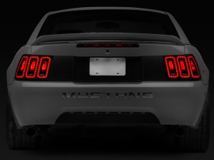 Ford Mustang LED Taillights - Rear - Raxiom - Icon - Black Housing (Smoked Lens) - `99-`04