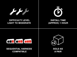 Ford Mustang LED Taillights - Rear - Raxiom - Icon - Black Housing (Smoked Lens) - `99-`04