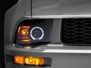 Ford Mustang LED Headlights - Raxiom - 2010 Style LED Halo - Black Housing/Clear Lens - `05-`09
