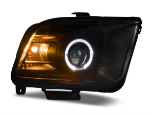Ford Mustang LED Headlights - Raxiom - 2010 Style LED Halo - Black Housing/Clear Lens - `05-`09