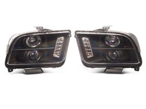 Ford Mustang LED Headlights - Raxiom - LED Halo Projector - Black Housing, Clear Lens - `05-`09