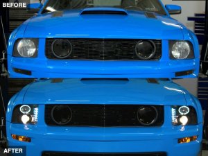 Ford Mustang LED Headlights - Raxiom - LED Halo Projector - Black Housing, Clear Lens - `05-`09