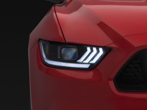 Ford Mustang LED Headlights - Raxiom - Projector with OEM HID Bulbs - Black Housing - `15-`17