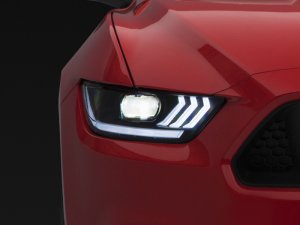 Ford Mustang LED Headlights - Raxiom - Projector with OEM HID Bulbs - Black Housing - `15-`17