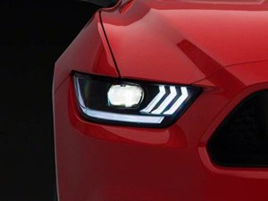 Ford Mustang LED Headlights - Raxiom - Projector with OEM HID Bulbs - Black Housing - `15-`17