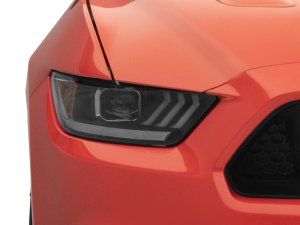 Ford Mustang LED Headlights - Raxiom - Projector LED with Tri-Bar LED Accents - Black Housing - `15-`17