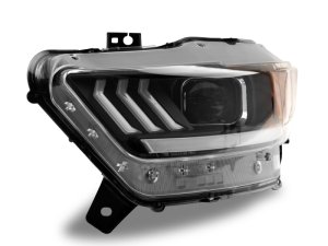 Ford Mustang LED Headlights - Raxiom - Projector LED with Tri-Bar LED Accents - Black Housing - `15-`17