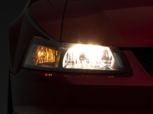 Ford Mustang LED Headlights - Raxiom - OEM Style, Axial Series - Black - `99-`04