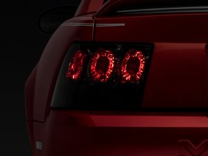 Ford Mustang LED Taillights - Rear - Raxiom - Axial Series Altezza Style - Black Housing (Smoked Lens) - `99-`04
