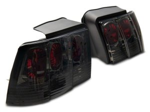 Ford Mustang LED Taillights - Rear - Raxiom - Axial Series Altezza Style - Black Housing (Smoked Lens) - `99-`04