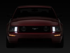 Ford Mustang LED Headlights - Raxiom - Halogen Projector - Black Housing - `05-`09 Ford Mustang LED Headlights - Raxiom - Halogen Projector - Black Housing - `05-`09