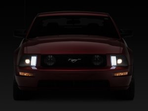 Ford Mustang LED Headlights - Raxiom - Halogen Projector - Black Housing - `05-`09 Ford Mustang LED Headlights - Raxiom - Halogen Projector - Black Housing - `05-`09
