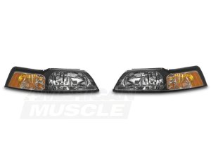 Ford Mustang LED Headlights - Raxiom - Axial Series OE Style - Chrome - `99-`01