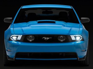 Ford Mustang LED Projector Headlights - Raxiom - Sequential LED Amber Turn Signal - Black Housing (Clear Lens) - `10-`12 Ford Mustang LED Projector Headlights - Raxiom - Sequential LED Amber Turn Signal - Black Housing (Clear Lens) - `10-`12