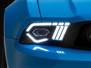 Ford Mustang LED Projector Headlights - Raxiom - Sequential LED Amber Turn Signal - Black Housing (Clear Lens) - `10-`12 Ford Mustang LED Projector Headlights - Raxiom - Sequential LED Amber Turn Signal - Black Housing (Clear Lens) - `10-`12