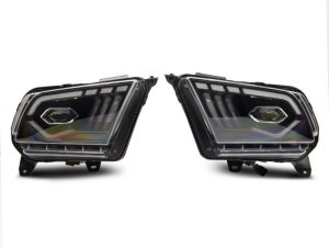 Ford Mustang LED Projector Headlights - Raxiom - Sequential LED Amber Turn Signal - Black Housing (Clear Lens) - `10-`12 Ford Mustang LED Projector Headlights - Raxiom - Sequential LED Amber Turn Signal - Black Housing (Clear Lens) - `10-`12
