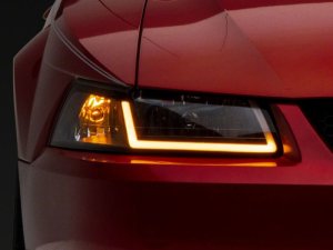 Ford Mustang LED Headlights - Raxiom - Axial Series with Sequential LED Bar - Black Housing - `99-`04