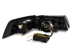 Ford Mustang LED Headlights - Raxiom - Axial Series with Sequential LED Bar - Black Housing - `99-`04