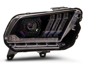 Ford Mustang LED Projector Headlights - Raxiom - Sequential Turn Signals + DRL - Black Housing with Clear Lens - `13-`14