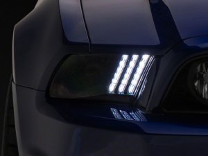 Ford Mustang LED Projector Headlights - Raxiom - Sequential Turn Signals + DRL - Black Housing with Clear Lens - `13-`14
