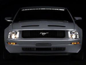 Ford Mustang LED Headlights - Raxiom - Halo Projector - Chrome Housing - `05-`09