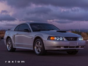 Ford Mustang LED Headlights - Raxiom - Dual LED Halo Projector - Black Housing, Smoked Lens - `99-`04 Ford Mustang LED Headlights - Raxiom - Dual LED Halo Projector - Black Housing, Smoked Lens - `99-`04