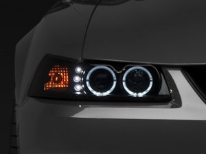 Ford Mustang LED Headlights - Raxiom - Dual LED Halo Projector - Black Housing, Smoked Lens - `99-`04 Ford Mustang LED Headlights - Raxiom - Dual LED Halo Projector - Black Housing, Smoked Lens - `99-`04